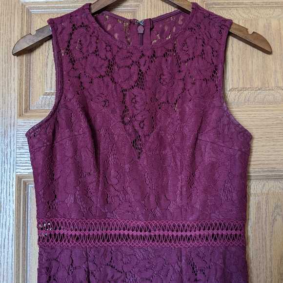 Lulu's Burgundy All Lace Dress - Picture 2 of 5